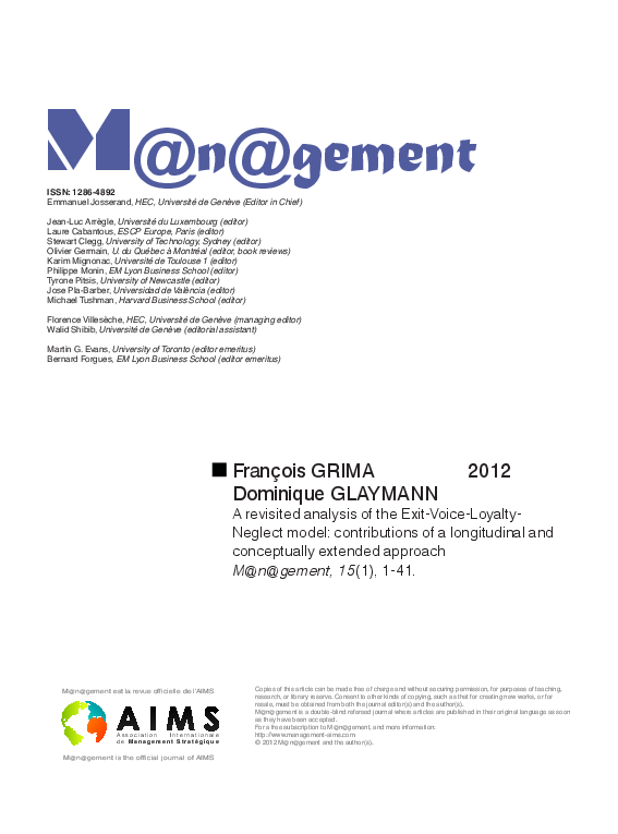 (PDF) A revisited analysis of the Exit-Voice-Loyalty- Neglect model ...