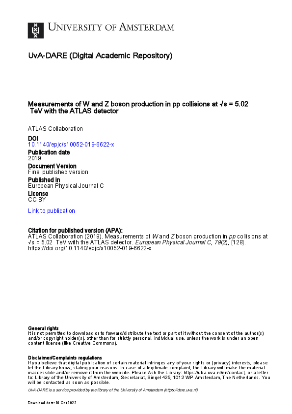 (PDF) Erratum to: Measurements of W and Z boson production in pp ...