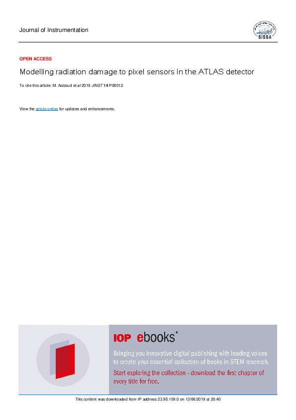 (PDF) Modelling radiation damage to pixel sensors in the ATLAS detector