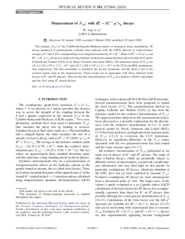 (PDF) Measurement of | V c b