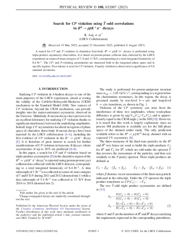 (PDF) Search for C P violation using