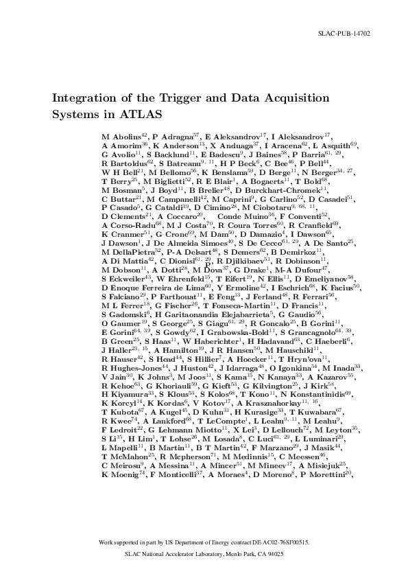(PDF) Integration of the trigger and data acquisition systems in ATLAS