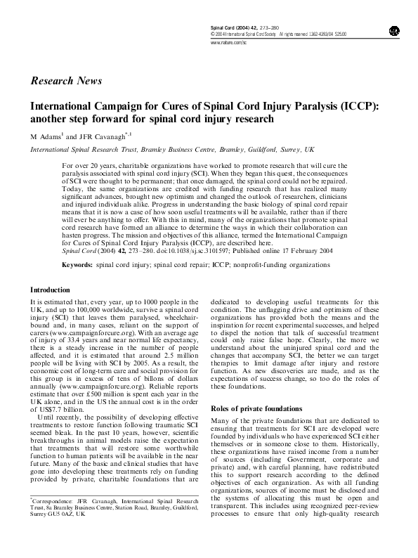 (PDF) International Campaign for Cures of Spinal Cord Injury Paralysis ...
