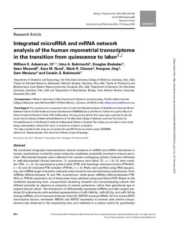 (PDF) Integrated microRNA and mRNA network analysis of the human ...