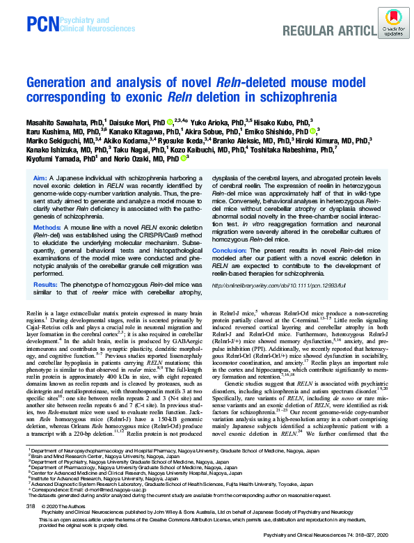 (PDF) Generation and analysis of novel Reln‐deleted mouse model ...