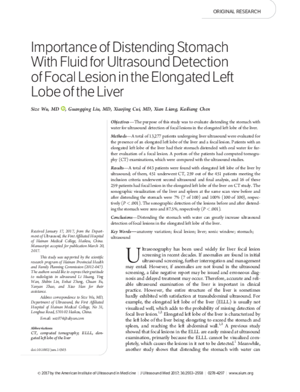 (PDF) Importance of Distending Stomach With Fluid for Ultrasound ...