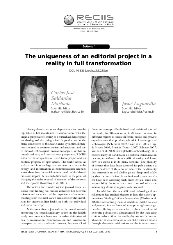 (PDF) The uniqueness of an editorial project in a reality in full ...