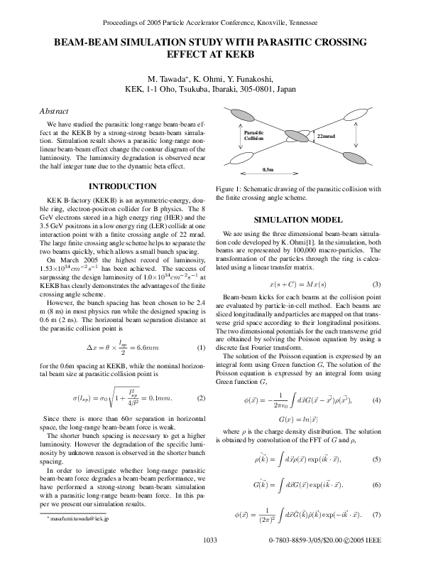 (PDF) Beam-Beam Simulation Study with Parasitic Crossing Effect at KEKB