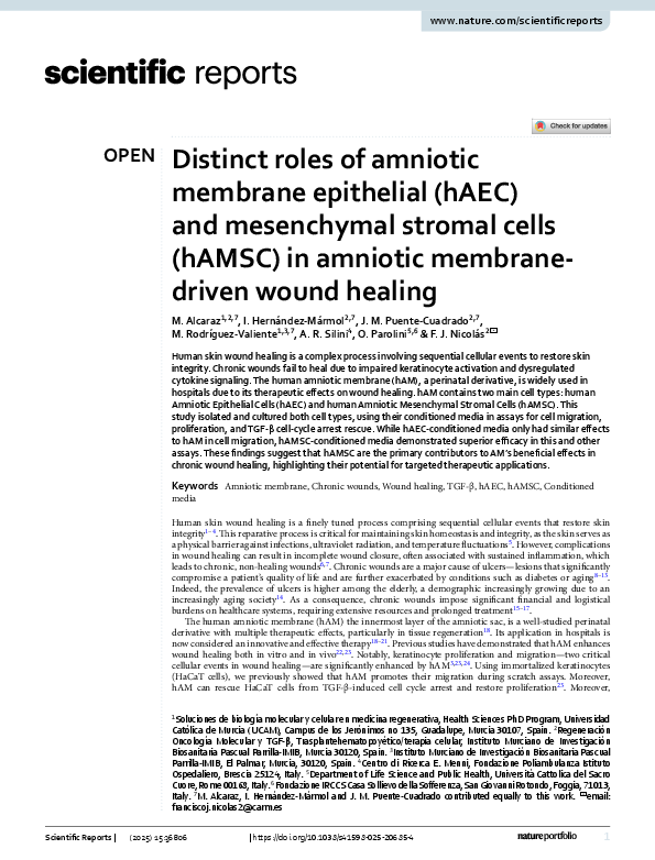 (PDF) Distinct roles of amniotic membrane epithelial (hAEC) and ...