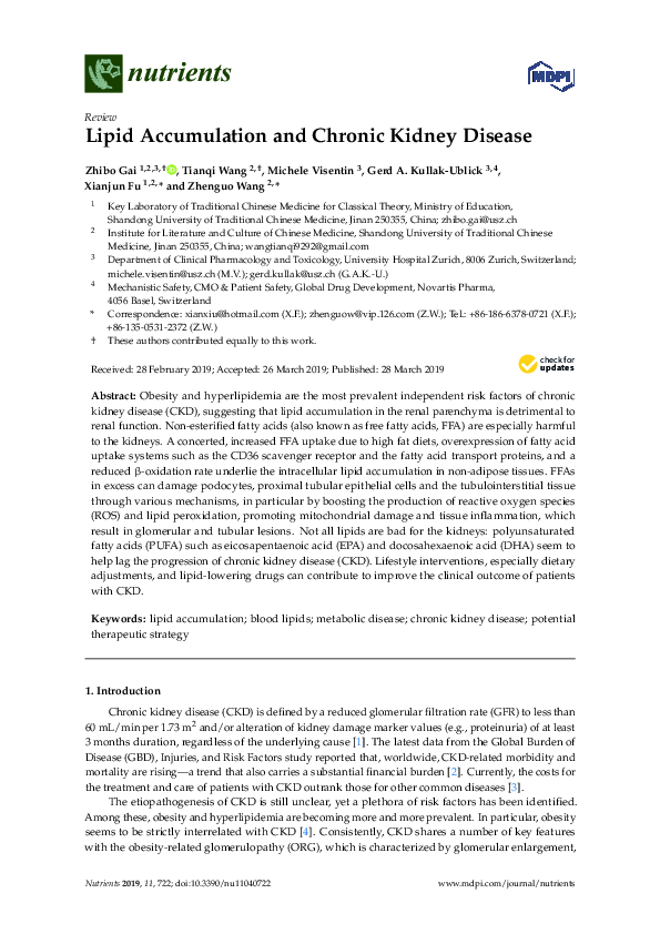 (PDF) Lipid Accumulation and Chronic Kidney Disease