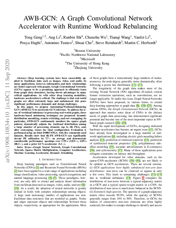 (PDF) AWB-GCN: A Graph Convolutional Network Accelerator with Runtime ...