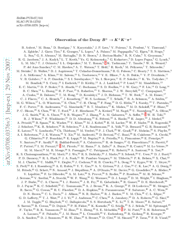 (PDF) Observation of the Decay B + → K + K