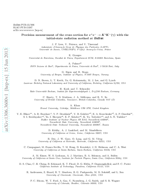 (PDF) Precision measurement of the e + e −