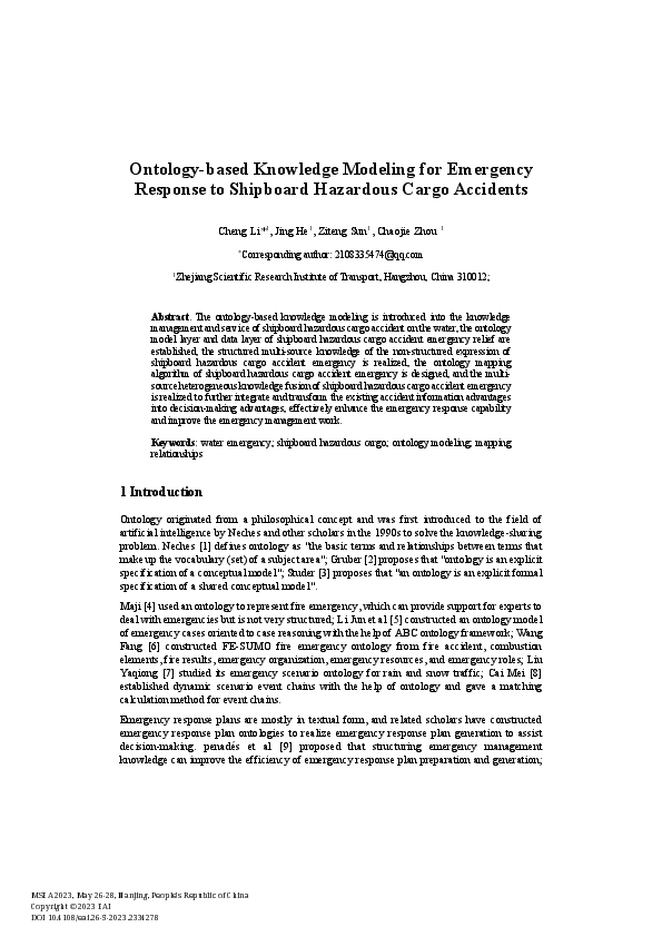 (PDF) Ontology-based Knowledge Modeling for Emergency Response to ...