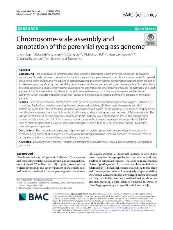 (PDF) Chromosome-scale assembly and annotation of the perennial ...
