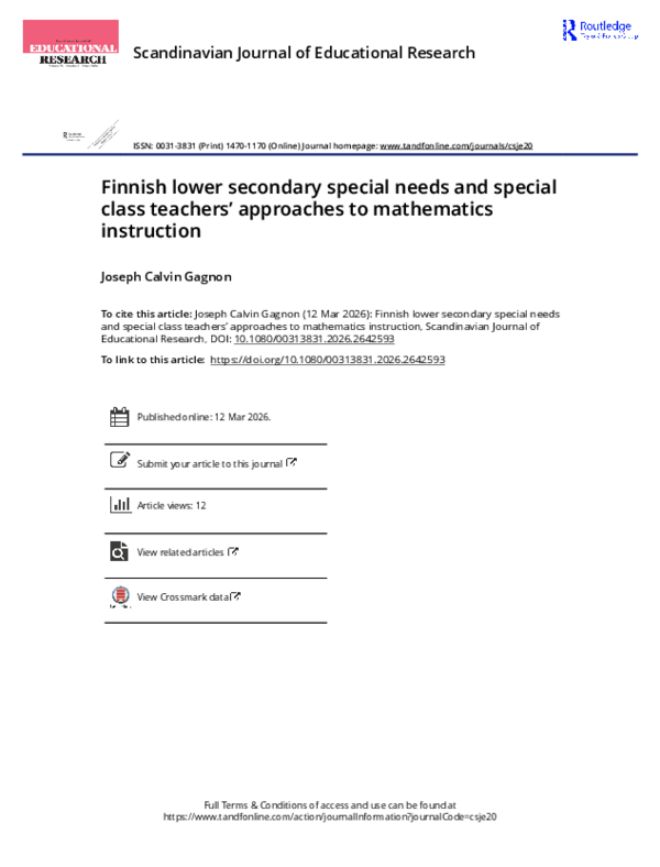 (PDF) Finnish lower secondary special needs and special class teachers ...