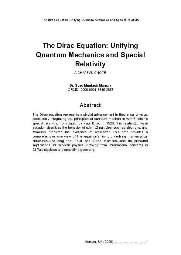 (PDF) The Dirac Equation: Unifying Quantum Mechanics and Special ...