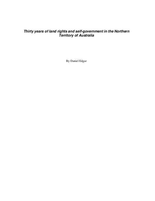 (PDF) Thirty Years of Land Rights and Self-Government in the Northern ...