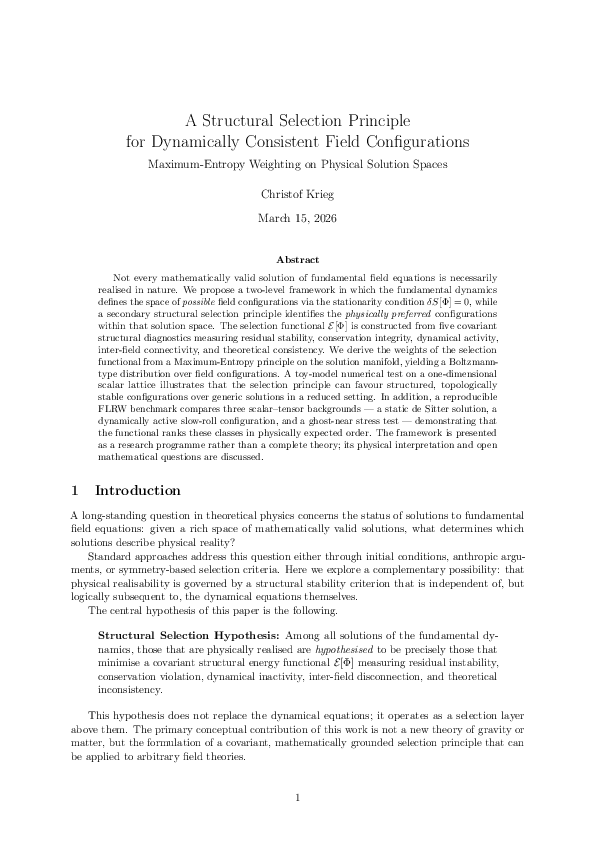 (PDF) Paper 01 - A Structural Selection Principle for Dynamically ...