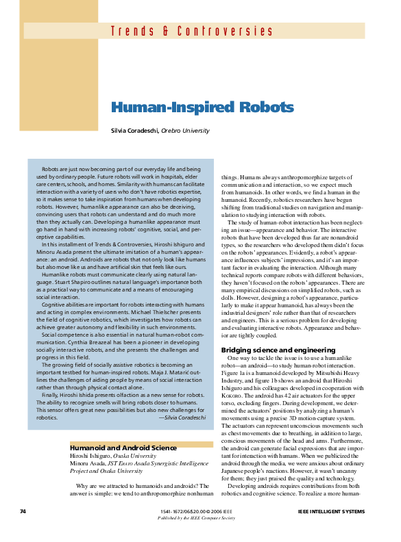 (PDF) Human-Inspired Robots