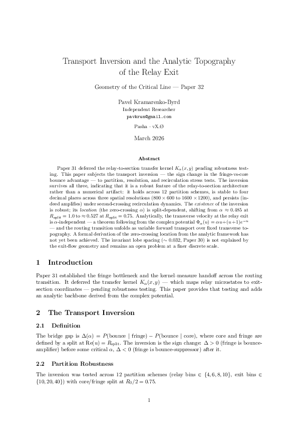 (PDF) Transport Inversion and the Analytic Topography of the Relay Exit
