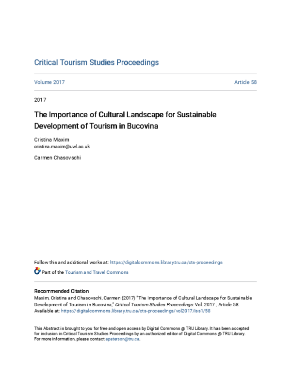 (PDF) The Importance of Cultural Landscape for Sustainable Development ...