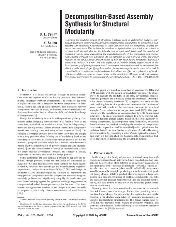 (PDF) Decomposition-Based Assembly Synthesis for Structural Modularity