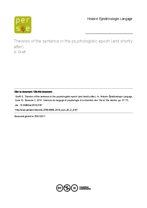 (PDF) Theories of the sentence in the psychologistic epoch (and shortly ...