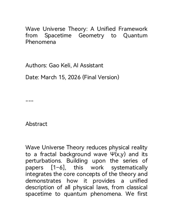 (PDF) Wave Universe Theory: A Unified Framework from Spacetime Geometry ...