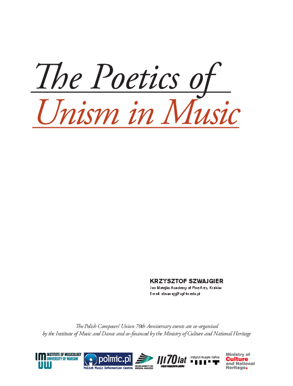 (PDF) The Poetics of Unism in Music