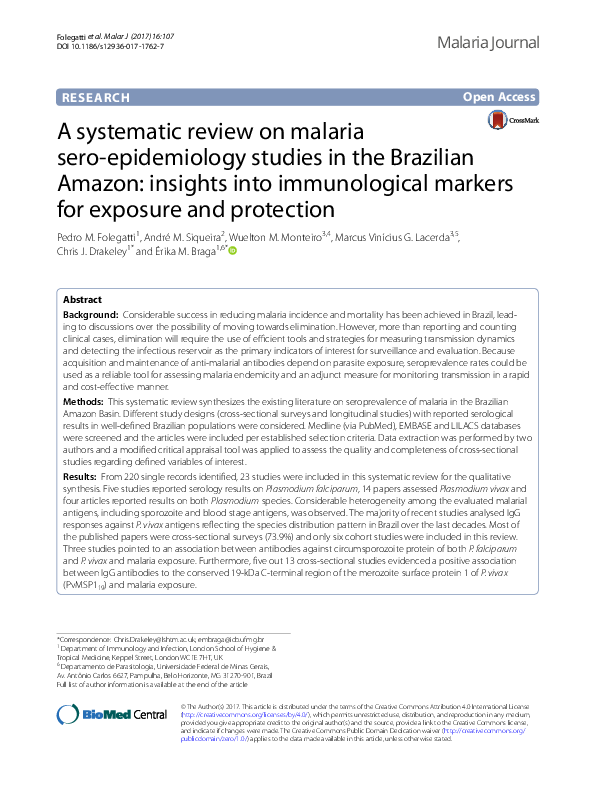 (PDF) A systematic review on malaria sero-epidemiology studies in the ...