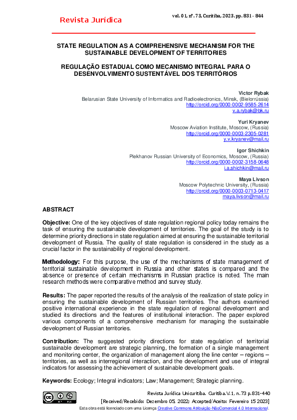 (PDF) State Regulation as a Comprehensive Mechanism for the Sustainable ...