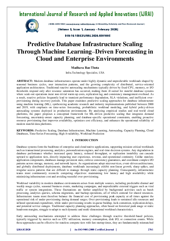 (PDF) Predictive Database Infrastructure Scaling Through Machine ...