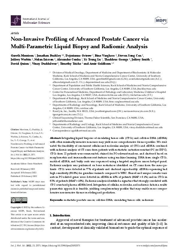 (PDF) Non-Invasive Profiling of Advanced Prostate Cancer via Multi ...