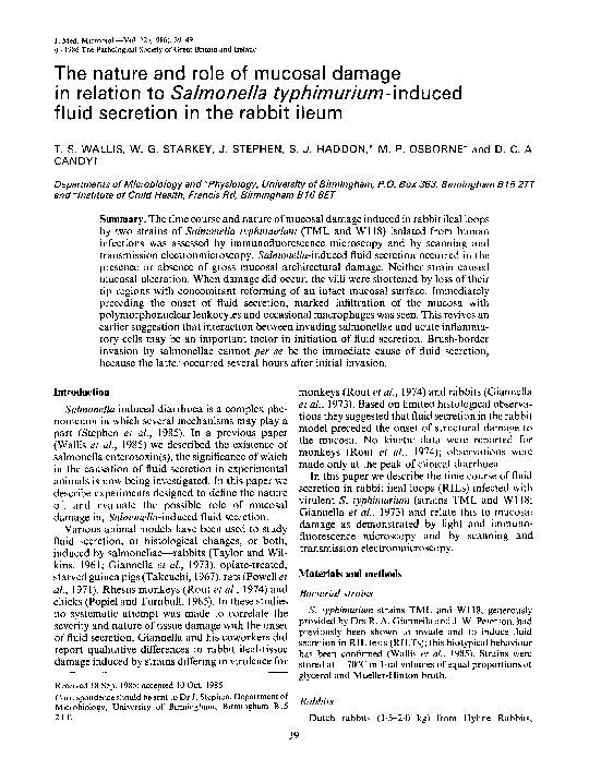 (PDF) The Nature and Role of Mucosal Damage in Relation to Salmonella ...