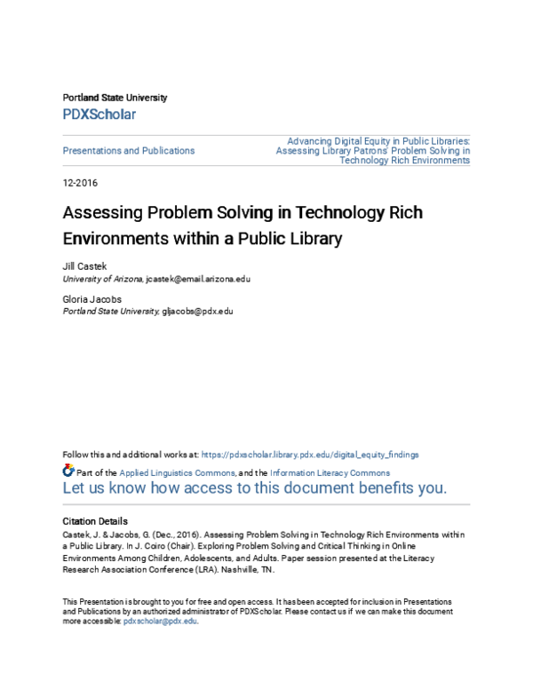 (PDF) Assessing Problem Solving in Technology Rich Environments within ...