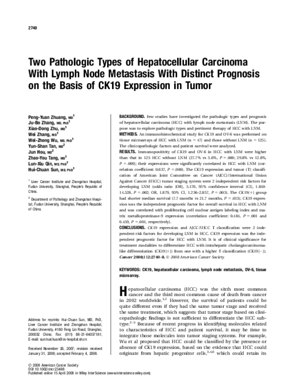 (PDF) Two pathologic types of hepatocellular carcinoma with lymph node ...