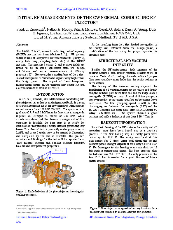 (PDF) Initial rf measurements of the cw normal-conducting rf injector