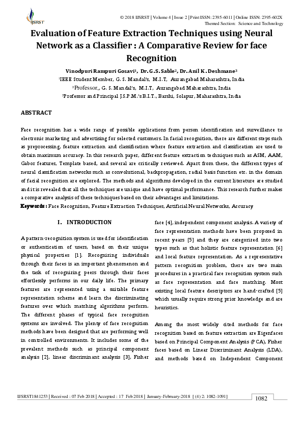 (PDF) Evaluation of Feature Extraction Techniques using Neural Network ...