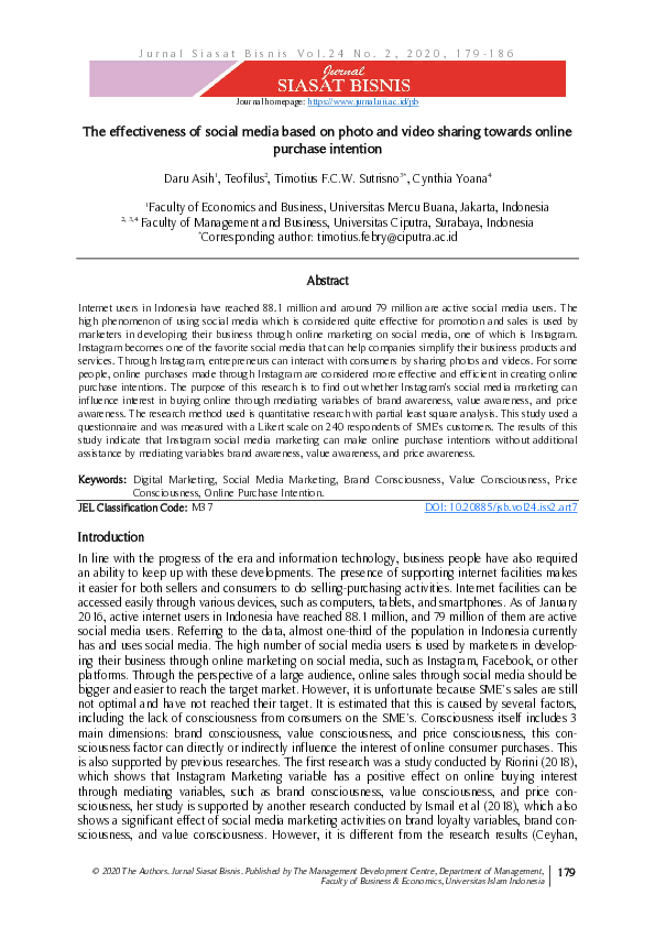 (PDF) The effectiveness of social media based on photo and video ...