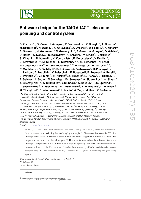 (PDF) Software design for the TAIGA-IACT telescope pointing and control ...