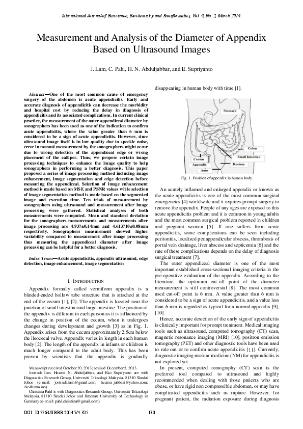 (PDF) Measurement and Analysis of the Diameter of Appendix Based on ...