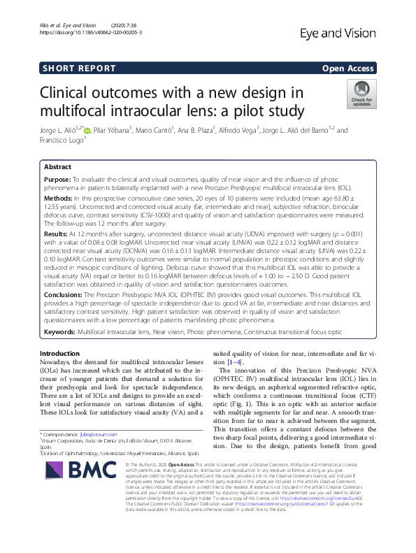 (PDF) Clinical outcomes with a new design in multifocal intraocular ...