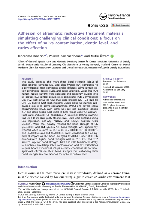 (PDF) Adhesion of atraumatic restorative treatment materials simulating ...