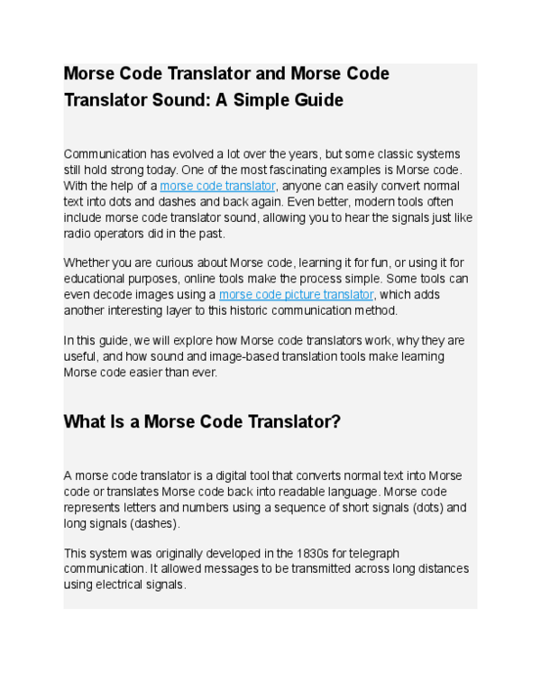 (PDF) Morse Code Translator and Morse Code Translator Sound: A Simple Guide
