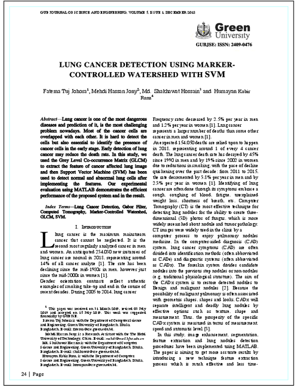 (PDF) Lung Cancer Detection Using Marker Controlled Watershed with SVM