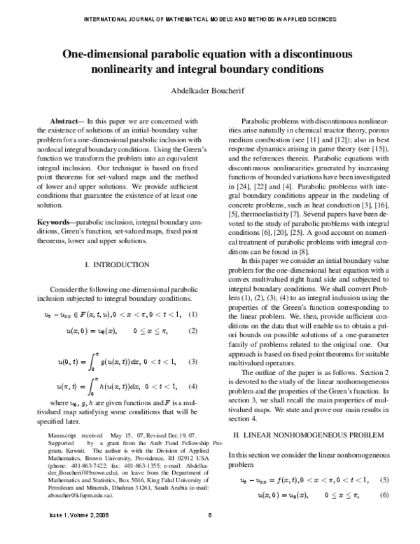 (PDF) One-dimensional parabolic equation with a discontinuous ...
