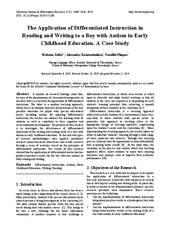 (PDF) The Application of Differentiated Instruction in Reading and ...