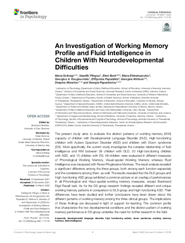 (PDF) An Investigation of Working Memory Profile and Fluid Intelligence ...