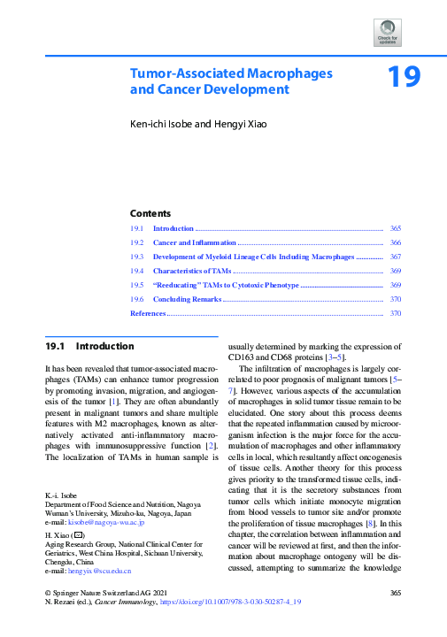 (PDF) Tumor-Associated Macrophages and Cancer Development